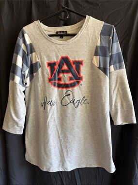 Ameda Gray Long Sleeve Kids Tee with Navy and Orange AU Logo